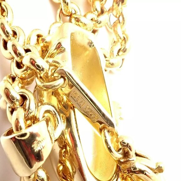 Authentic! Chopard 18k Yellow Gold Large Happy Clown Flower Pendant Necklace - Picture 6 of 12